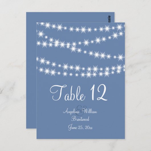 淡い青の輝きの光のテーブル番号 ポストカード (正面/裏面)