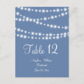 淡い青の輝きの光のテーブル番号 ポストカード (正面)