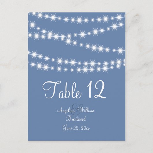 淡い青の輝きの光のテーブル番号 ポストカード (正面)