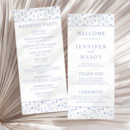 淡い青の野の花のラスティックな結婚式プログラムカード