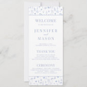 淡い青の野の花のラスティックな結婚式プログラムカード (正面)