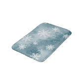 淡い青の雪の結晶 水彩画 冬 バスマット (アングル)
