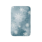 淡い青の雪の結晶 水彩画 冬 バスマット (正面縦)