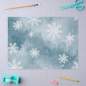 淡い青の雪の結晶 水彩 冬の休日 薄葉紙 (クラフト)