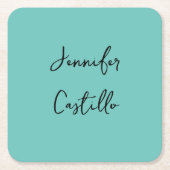 淡い青の黒のミニマリストの書モダン道 スクエアペーパーコースター (正面)