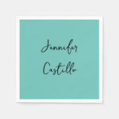 淡い青の黒のミニマリストの書モダン道 スタンダードカクテルナプキン (正面)