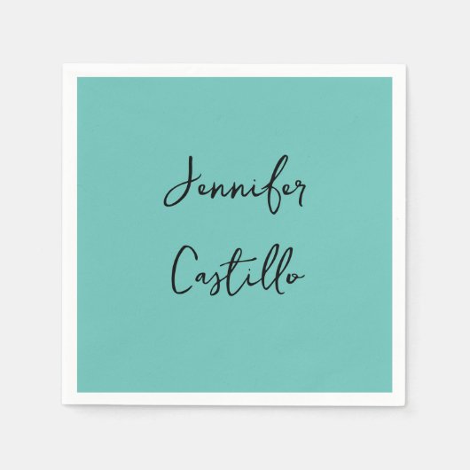 淡い青の黒のミニマリストの書モダン道 スタンダードカクテルナプキン (正面)