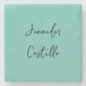 淡い青の黒のミニマリストの書モダン道 ストーンコースター (正面)