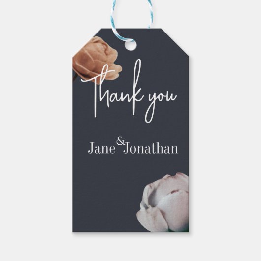 淡い青の ミニマルな花 ギフトタグ (正面)