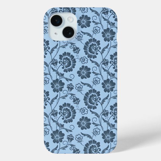 淡い青を背景にした上品な花柄 Case-Mate iPhoneケース (裏面)