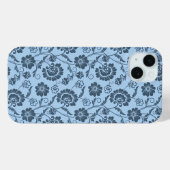 淡い青を背景にした上品な花柄 Case-Mate iPhoneケース (裏面 (横))