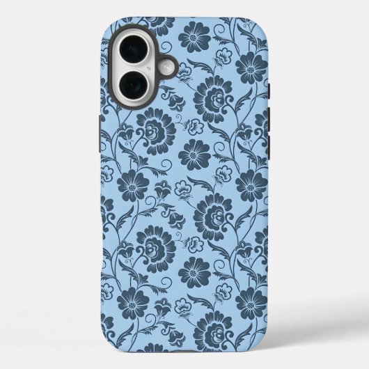 淡い青を背景にした上品な花柄 Case-Mate iPhoneケース (裏面)