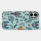淡い青を背景にした豪華な花柄 Case-Mate iPhoneケース (裏面 (横))