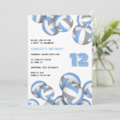 淡い青灰色のバレーボール　誕生日またはチームパーティー 招待状 (スタンド正面)