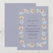 淡い青紫の夢見る春のウェディング 招待状 (正面/裏面)