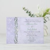 淡い青紫色の春の花の結婚式の披露宴 招待状 (スタンド正面)