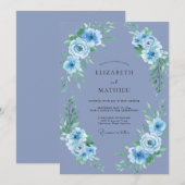 淡い青紫色の魅惑的な春のウェディング 招待状 (正面/裏面)