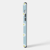 淡い青色のに描かれたデイジーのイラストパターン iPhoneケース (左側面)