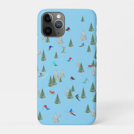 淡い青色のスキーヤーのダウンヒルスキーイラスト Case-Mate iPhoneケース (裏)