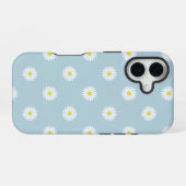 淡い青色のダイジーイラスト柄 iPhone 16ケース (裏面横)