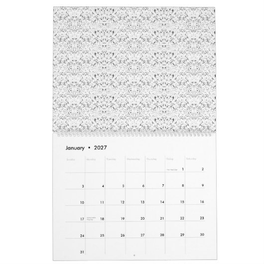 淡い青色のテクスチャパターン（小、繰り返し） カレンダー (1月 2027)