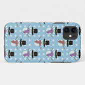 淡い青色の背景に可愛い雪だるまの模様 Case-Mate iPhoneケース (裏面(横))