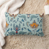 淡い青色の背景に華麗な花模様 ランバークッション (ブランケット)