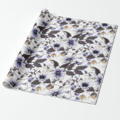 淡い青色の赤い花の継ぎ目のないパターン ラッピングペーパー (アンロールド)