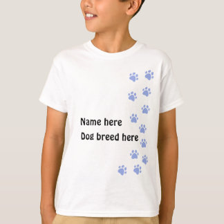 淡い青色の足跡 - 名前または犬種を追加 Tシャツ