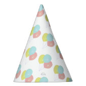 淡い青 ピンク 黄色の風船 パーティーハット (右)