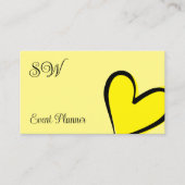 淡い黄色かわいいハートとモノグラムと写真 名刺 (正面)