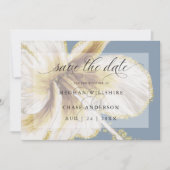 淡い黄色とアイボリーのトロピカルフラワー・ウォーターカラー・シリーズ セーブザデート (正面)