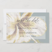 淡い黄色とアイボリーのトロピカルフラワー・ウォーターカラー・シリーズ セーブザデート (正面)