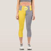 淡い黄色と柔らかいグレーカスタマイズ カプリレギンス (正面)