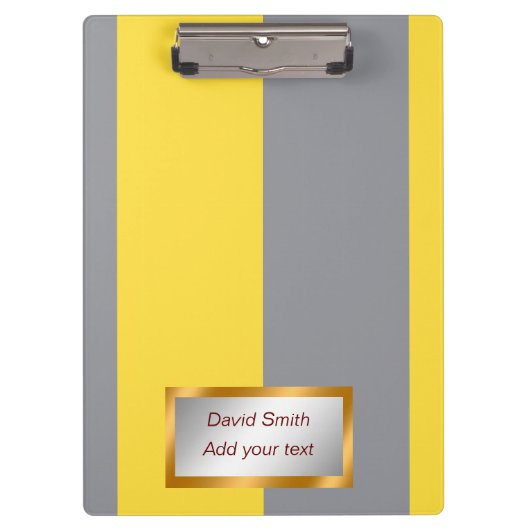 淡い黄色と柔らかいグレーカスタマイズ クリップボード (正面)