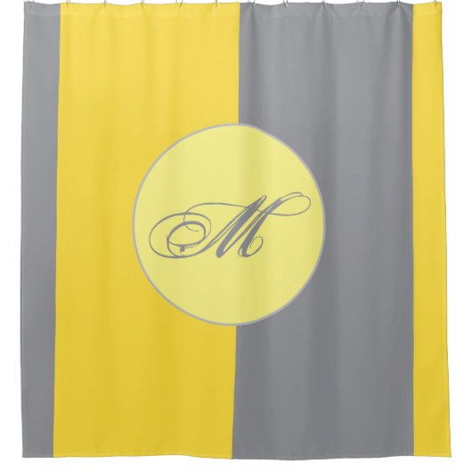 淡い黄色と柔らかいグレーカスタマイズ シャワーカーテン (正面)