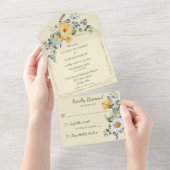 淡い黄色と野の花 オールインワン招待状 (貼ってはがせる)