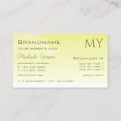 淡い黄色のグラデーションとパームの葉(モノグラム付き) 名刺 (裏面)