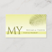 淡い黄色のグラデーションとパームの葉(モノグラム付き) 名刺 (正面)