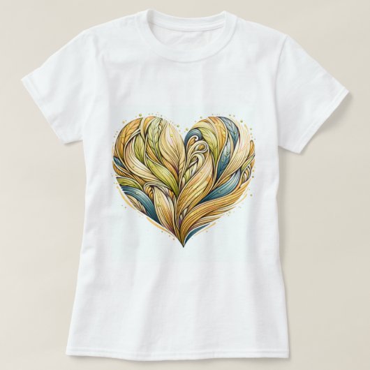 淡い黄色のハート Tシャツ (デザイン正面)