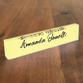 淡い黄色のプレーンシンプルミニマル書道 デスクネームプレート (側面)