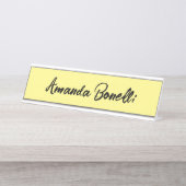 淡い黄色のプレーンシンプルミニマル書道 デスクネームプレート (正面)