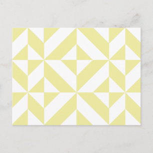 淡い黄色の幾何学的なデコキューブパターン ポストカード