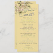 淡い黄色の水彩ボホ フラワートレンディ メニュー (正面/裏面)