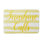 淡い黄色の白ストライプ色 バスマット (正面)