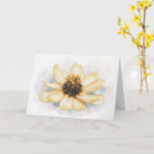 淡い黄色の百日草の花のアートノートカード