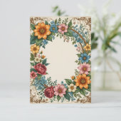 淡い黄色の背景の花の結婚花束 招待状 (スタンド正面)