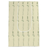 淡い黄色の花の落書き ミディアムペーパーバッグ (裏面)