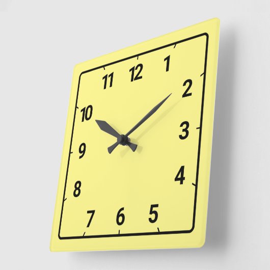 淡い黄色 スクエア壁時計 (傾斜)