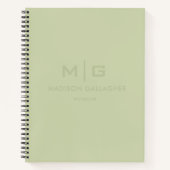 淡い ソフトな ライト パステル サージュ モス グリーン 色 ノートブック (正面)